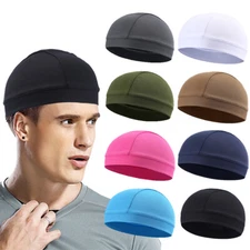 Men Moisture Wicking Beanie Hat Elastic Skull Cap Cycling Helmet Liner Head Hood