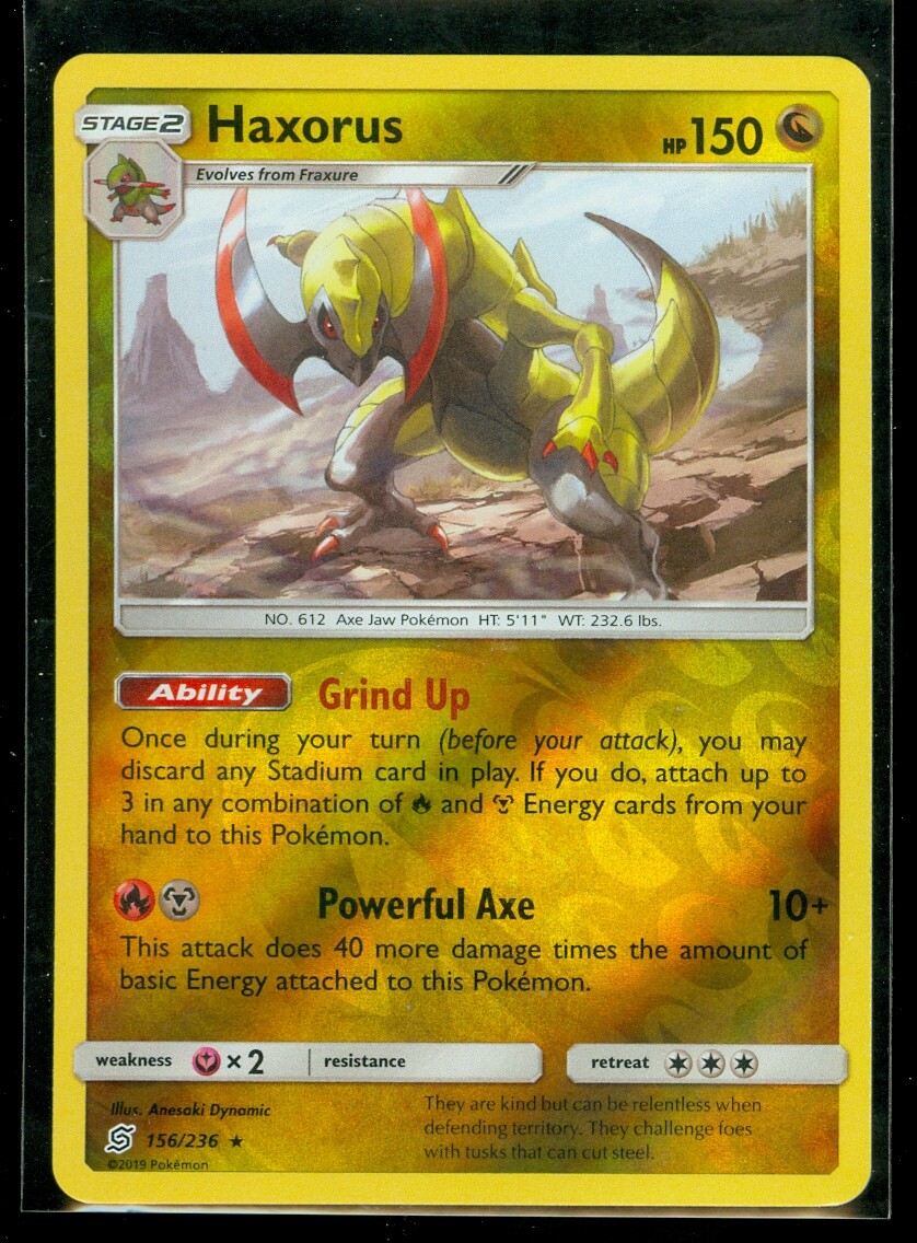 Pokemon HAXORUS 156/236 Unified Minds RARE Rev Holo - MINT | eBay