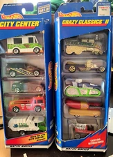 1997  1998 Vintage Hot Wheels CITY CENTER + CRAZY CLASSICS II CAR 5 Gift Packs