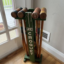 Vintage Amc croquet set/Stand/24 1/2 Inches/9 Pieces  