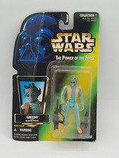 Star Wars POTF2 Greedo Green Card Non-Holo 3.75  1996 Kenner Opener Resealed