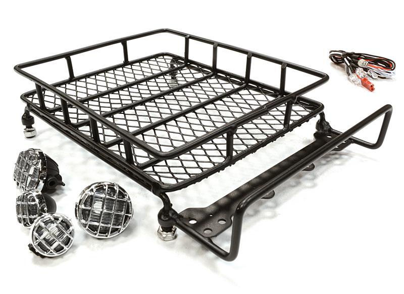 Bac à Bagages Réaliste échelle 1/10 En Alliage - 188x110x38mm Avec 4 Spots LED - Integy, Neuf