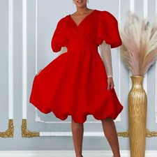 Women Plus Size Casual Summer Dresses Spring Ruffle Pleated Dress Midi Dress
