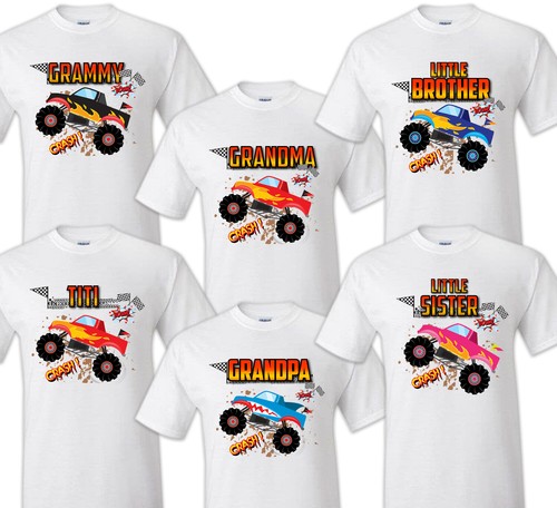 Monster Truck Family T-shirt Birthday Matching Party Celebration Reunion Tee - Picture 4 of 11