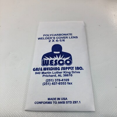 (Box of 100)  Wesco 2'' X 4-1/4''  Welders Plastic Cover Lens   (Made in USA)