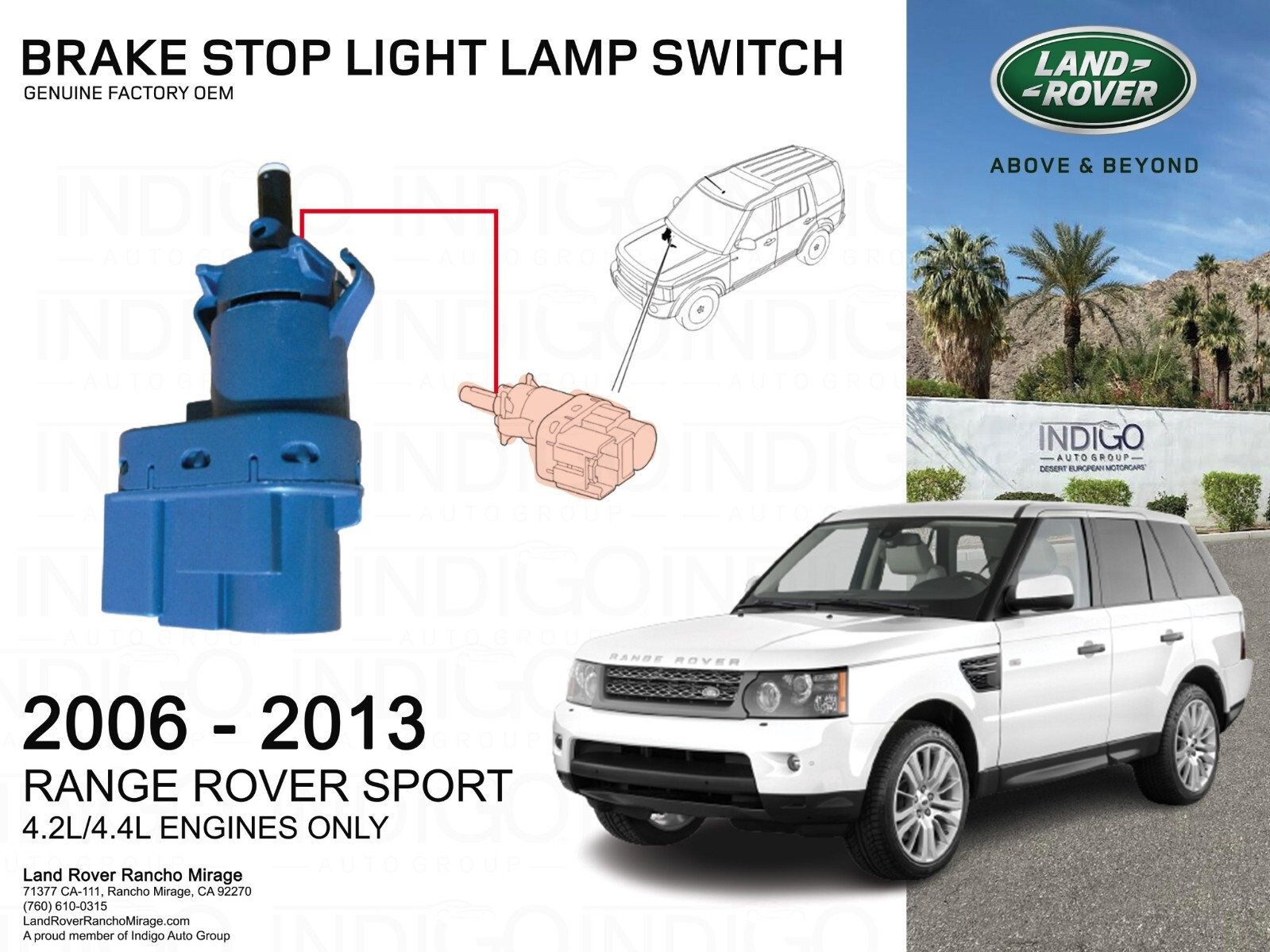 20062013 Range Rover Sport Brake Stop Light Lamp Switch Genuine