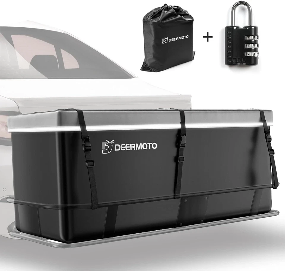 Caja de equipaje portaequipajes de carga montaje en enganche para remolque cúbico GMC Yukon 15 negra Foto 4 de 4