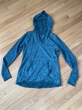 Tangerine Womens Blue Long Sleeves Heathered Pullover Activewear Hoodie Size M