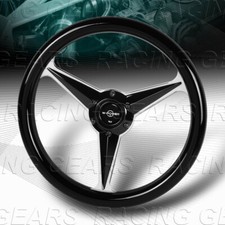 350mm W-power Black Wood Grip 14 Steering Wheel 1.5 Deep Black 3-spoke Center 350mm W-power Black Wood Grip 14 Steering Wheel 1.5 Deep Black 3-spoke Center