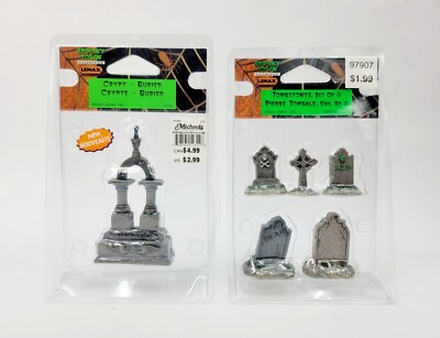 Lemax Spooky Town - Tomstones Set of  5 & Crypt Burried - EUC!