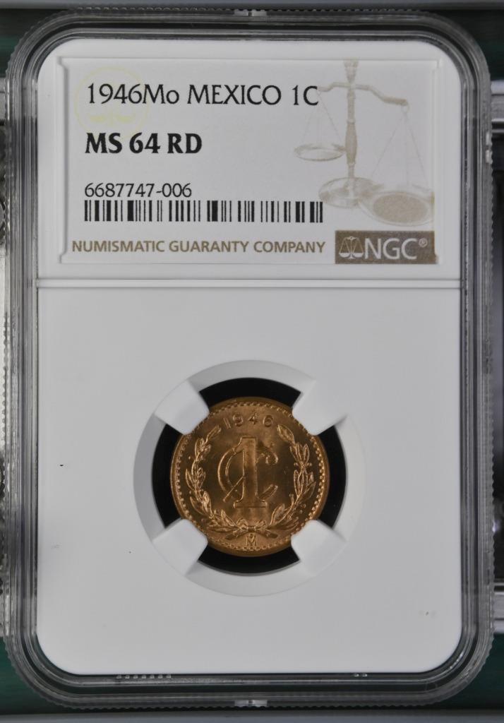 Mexico 1 Centavo 1946 Mo NGC MS 64 RD