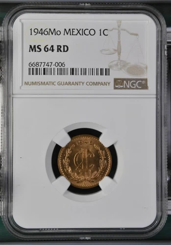 Mexico 1 Centavo 1946 Mo NGC MS 64 RD