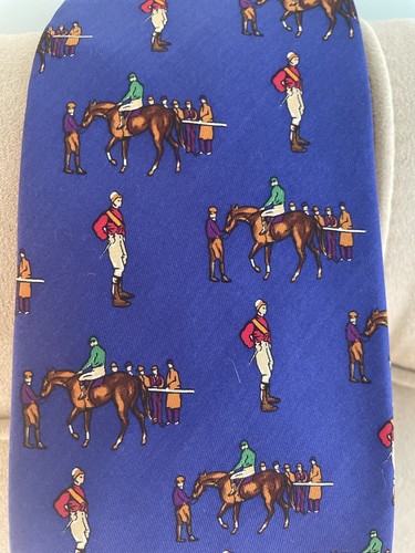 NWT- POLO RALPH LAUREN - 100% Silk Neck Tie - Equestrian - Handmade In USA- Blue - Picture 9 of 11