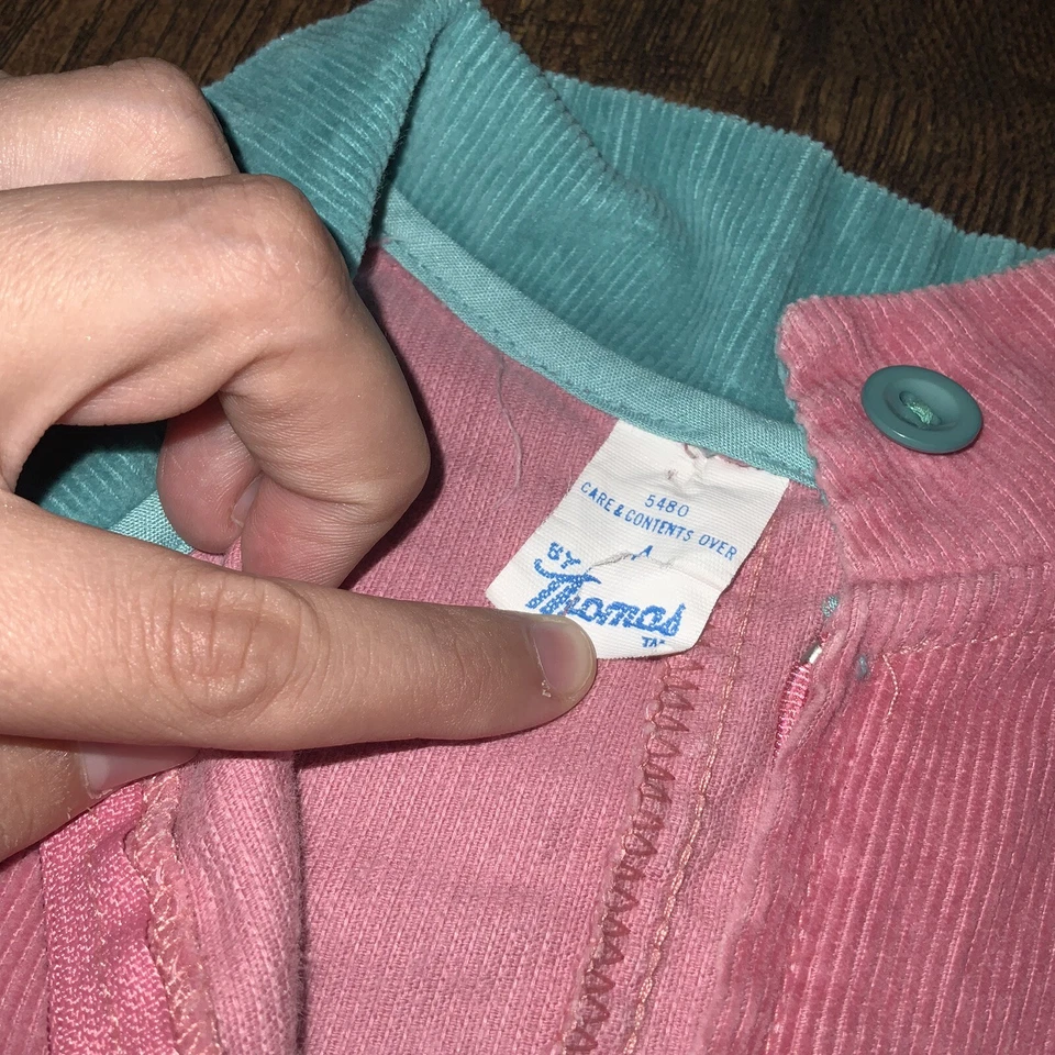 Mono de pana vintage rosa para niñas años 70 4T años 70 retro flor azul Foto 4 de 4