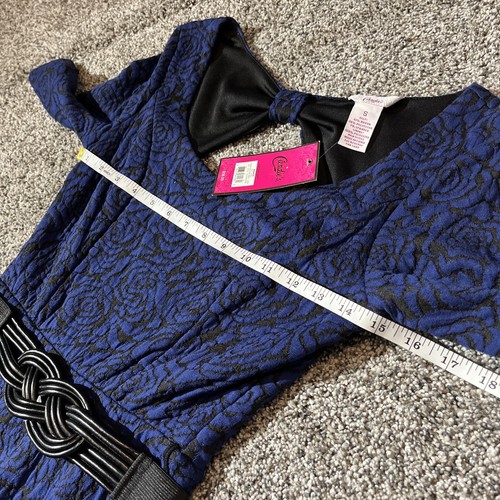 Candie's Juniors Double Knit Rose black and blue Skater Dress size Small - Picture 9 of 11