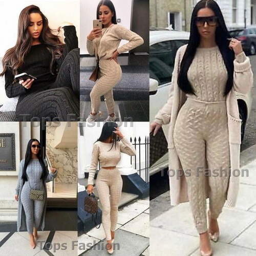 Ladies Womens Knitted Loungewear Suit 