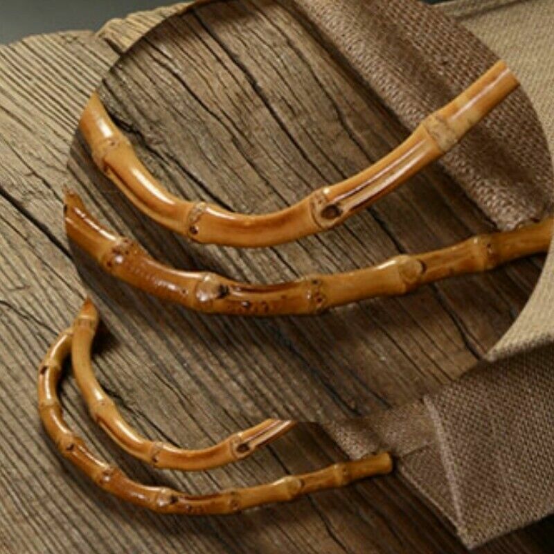 Jute Hessian Handle Bag Bamboo Horn Button Shopping Pouch Retro Natural image 6