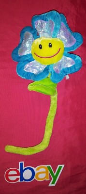 RARE Smiley Flower BLUE PURPLE METALIC Posable Wire Toy Plush 12 ...