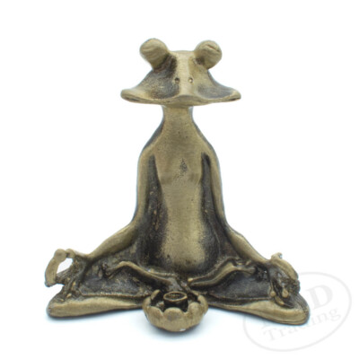 Zen Frog Meditation Incense Burner 1.92''   Brass Yoga Figurine for Home Decor
