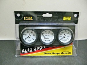 Auto Meter 2329 Autogage Mechanical White Oil/Volt/Water Gauge with Chrome Console Auto Meter 2329 Autogage Mechanical White Oil/Volt/Water Gauge with Chrome Console