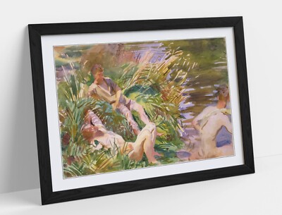 JOHN SINGER SARGENT, TOMMIES BADEN - TIEF GERAHMTES KUNSTBILD PAPIERDRUCK