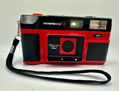 Vintage Hanimex 35FX35mm Filmkamera Rot/Schwarz-Verschluss & Blitz funktionieren