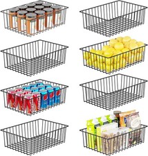 8 Pack Large Wire Baskets for Organization, Metal Pantry Storage Baskets for Cab