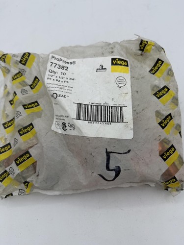 Viega ProPress 77382 Copper Tee Fitting 1/2 X 1/2 X 3/4 Zero Lead Germany 5pk