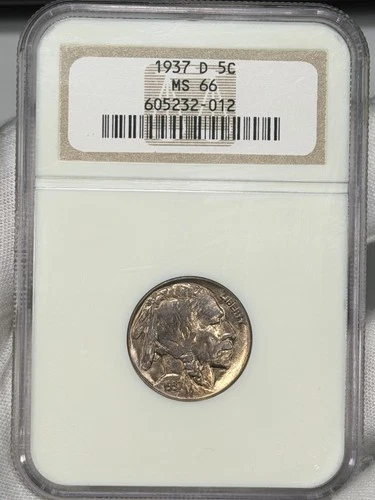 1937-D 5c Buffalo Nickel NGC MS66 Indian Head Denver US Coin UNC BU!