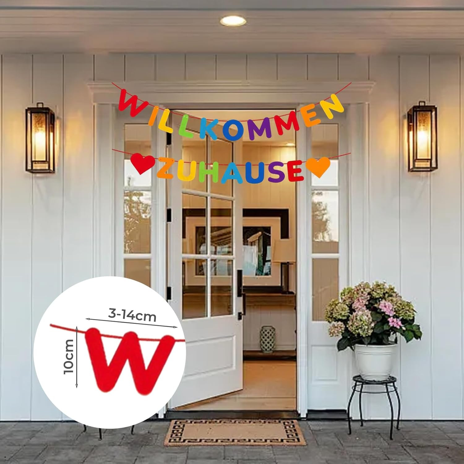 Willkommen Zuhause Banner Bunte Girlande Familie-Party Babyfeier