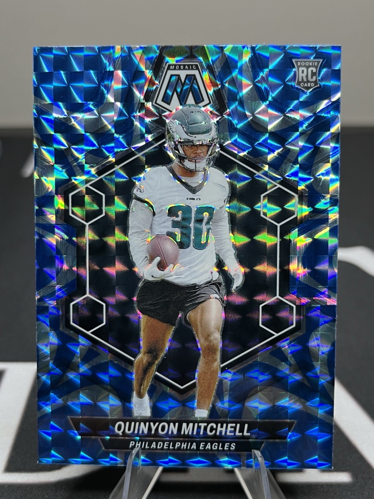 2024 Panini Mosaic - Rookies Quinyon Mitchell #322 Reactive Blue Mosaic Prizm RC