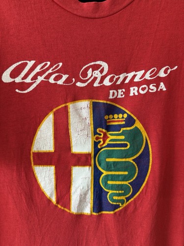 VINTAGE 90s Alfa Romeo De Rosa Luxury Retro Auto Car T-Shirt - Red - Picture 2 of 4