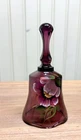 Fenton Hand Painted Art Glass Bell Purple Floral Design Hand Blown