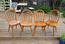 Four Vintage Ercol Dining Chairs or Kitchen Chairs, Model 400