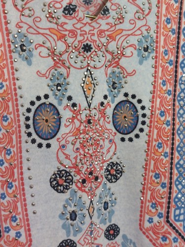 Women's Links Colorful Boho Geometric Ornate Long Sleeve Tunic Top Size L - Picture 3 of 8