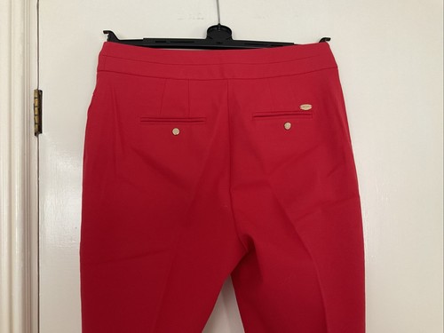 Women’s M&S Per Una Roma Rise Slim Leg Stretch Cotton Trousers Red UK 10 Reg NWT - Picture 3 of 8