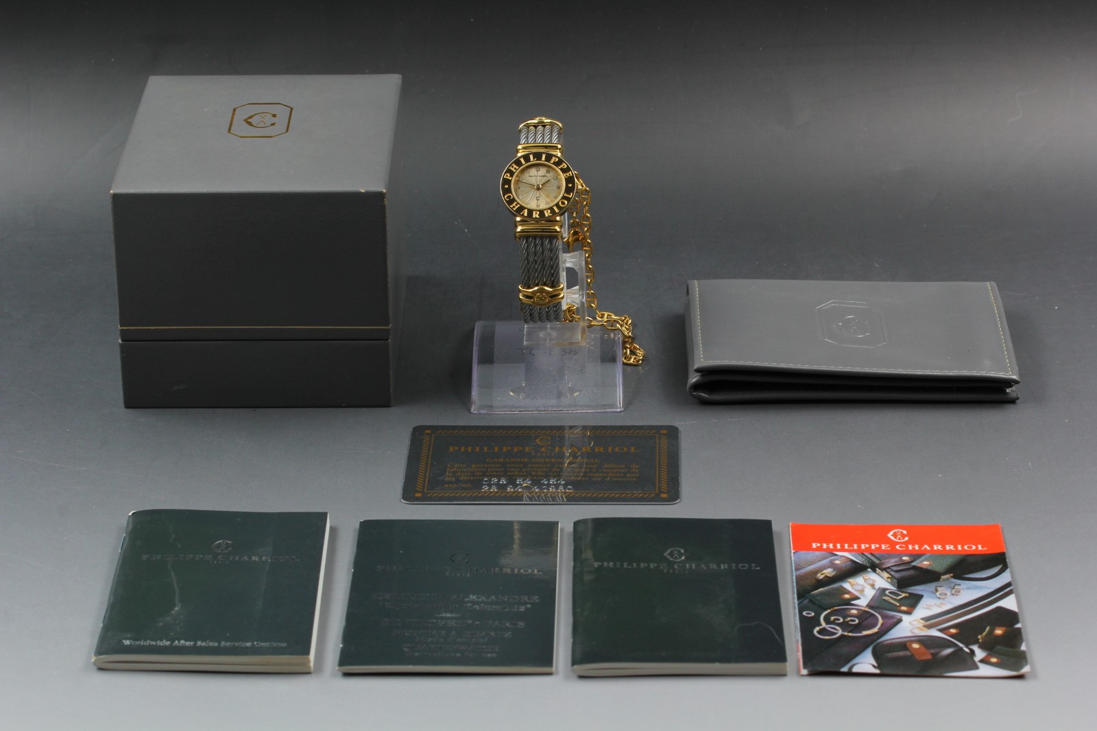 [Exc+5 Box w/Paper] PHILIPPE CHARRIOL 7007901 gold dial Quartz 24mm Womens Watch image 4