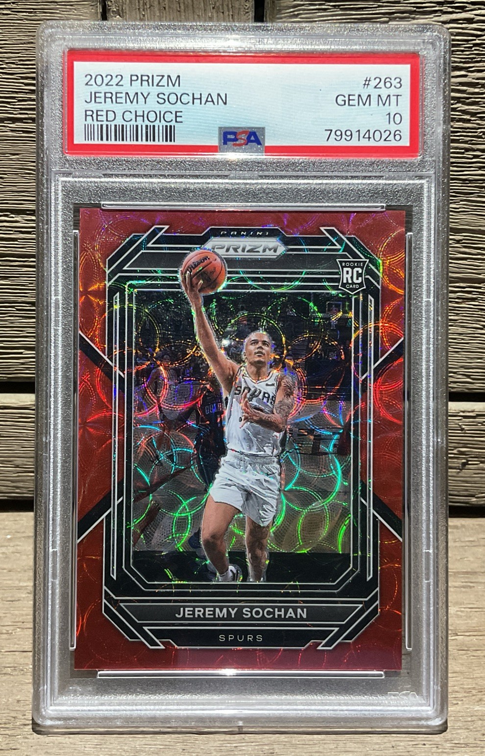 2022-23 Panini Prizm Jeremy Sochan #263 Choice Red Prizm /88 (RC) PSA10