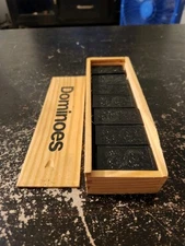 BLACK DRAGON DOMINOES GAME MINI SET 28 TILES & Wood Case