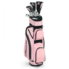Ladies Womens Complete Golf Clubs Set 10 Pieces Includes Alloy Driver Pink