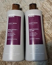 (2) Raw Sugar Men Body Wash Black Coconut + Sea Salt 25oz
