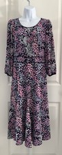 Talbots Pink White Blue Flowers Georgette Godet Skirt Fit & Flare Dress Size 2
