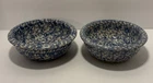 Roseville Henn Blue Spongeware Roseville Ohio 6.25” Cereal Bowls Lot of 2