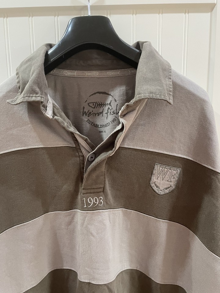 Mens Weird Fish Long Sleeve Rugby Shirt Top size XL / 2XL colour Grey ...