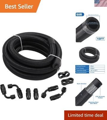 #ad #ad 10FT 6AN Nylon Braided Fuel Hose Durable CPE Kit for High Pressure Use $83.49