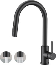Black Kitchen Faucet with Pull down Sprayer, Classic Single Hole Kitchen Sink Fa