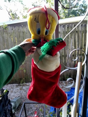 Vintage Tweety Bird Plush Christmas Stocking Looney Tunes 1997 3D Head Holiday