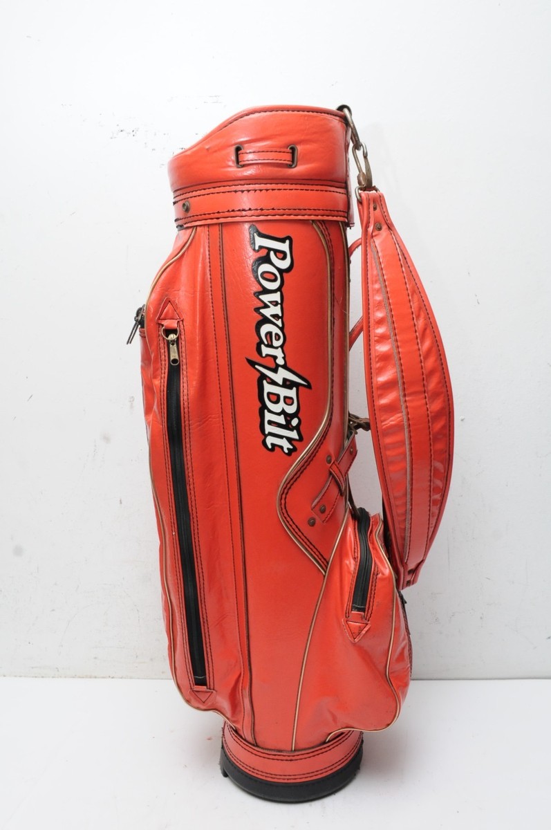 PowerBilt Vintage Orange Faux Leather Golf Bag,6-Way w/ Rian Cover