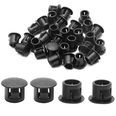 30 Pack 10mm 3/8 Inch Black Hole Plugs Flush Type Panel Plastic Plugs End Caps