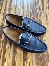 Rare Gucci Horsebit Loafers Leather 8 EU 9 US Navy Blue